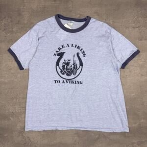 Vintage Take A Liking To A Viking Healthknit Ringer T Shirt